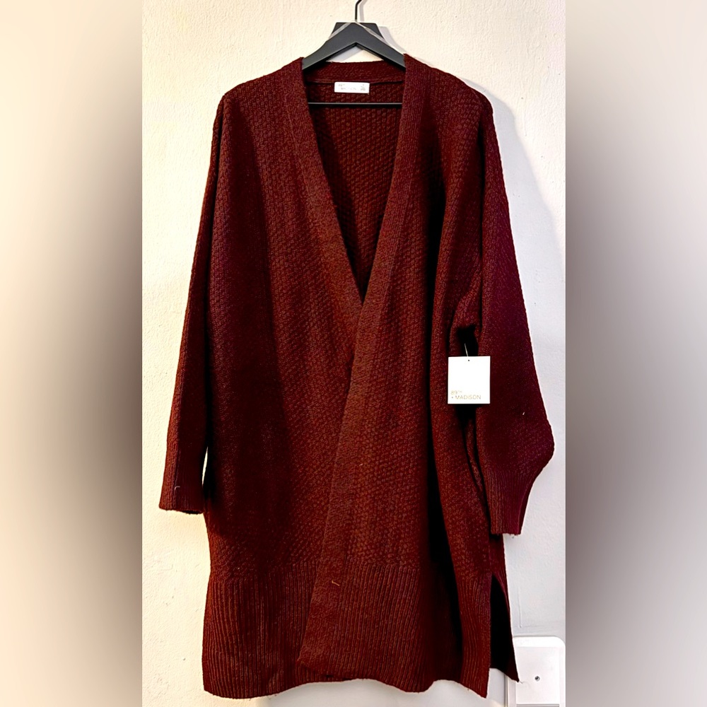NWT 89th & Madison Burgundy Long Knit Cardigan 3X